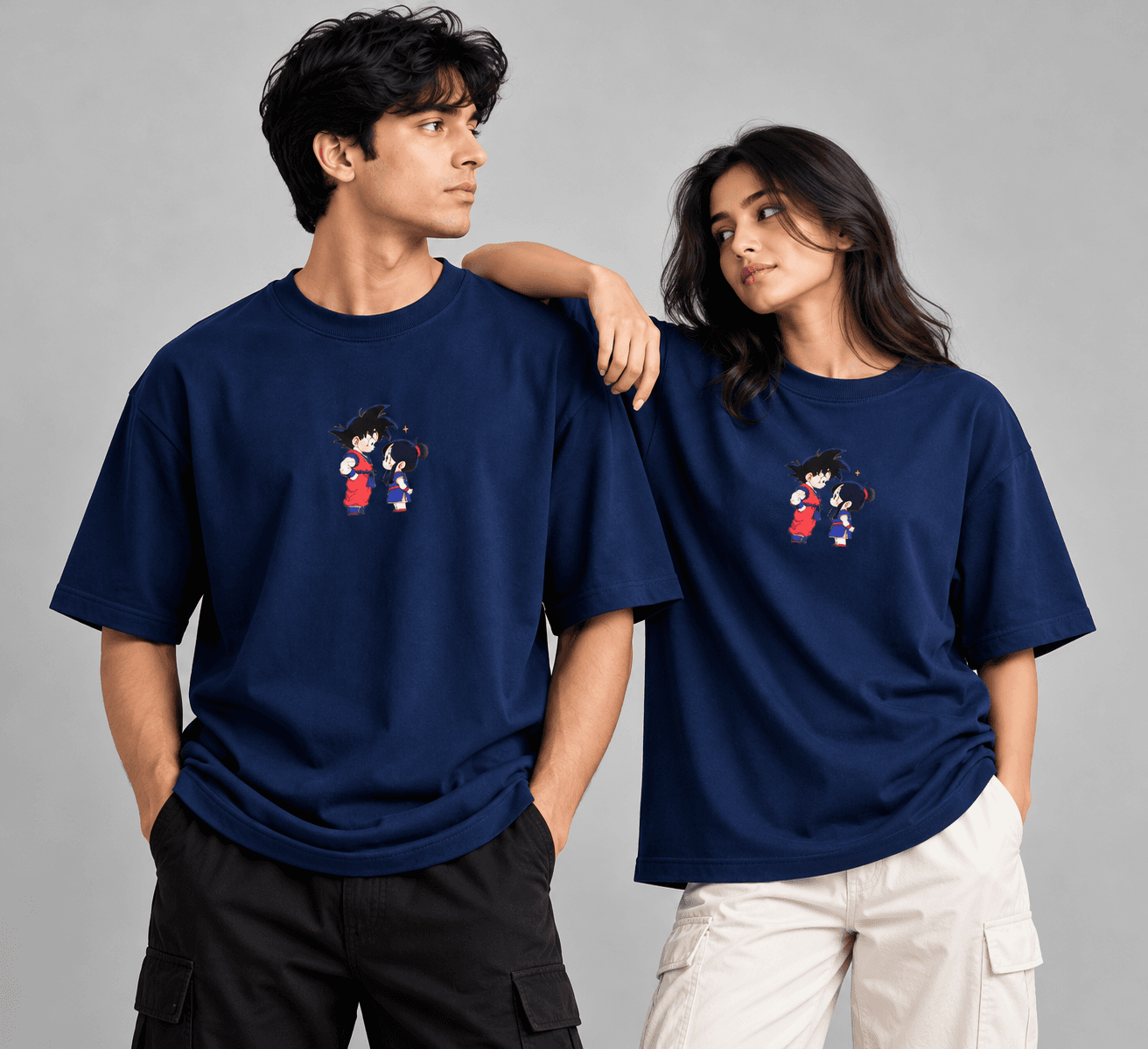 Unisex Navy Blue Dragon Ball Z Graphic Oversized T-Shirt