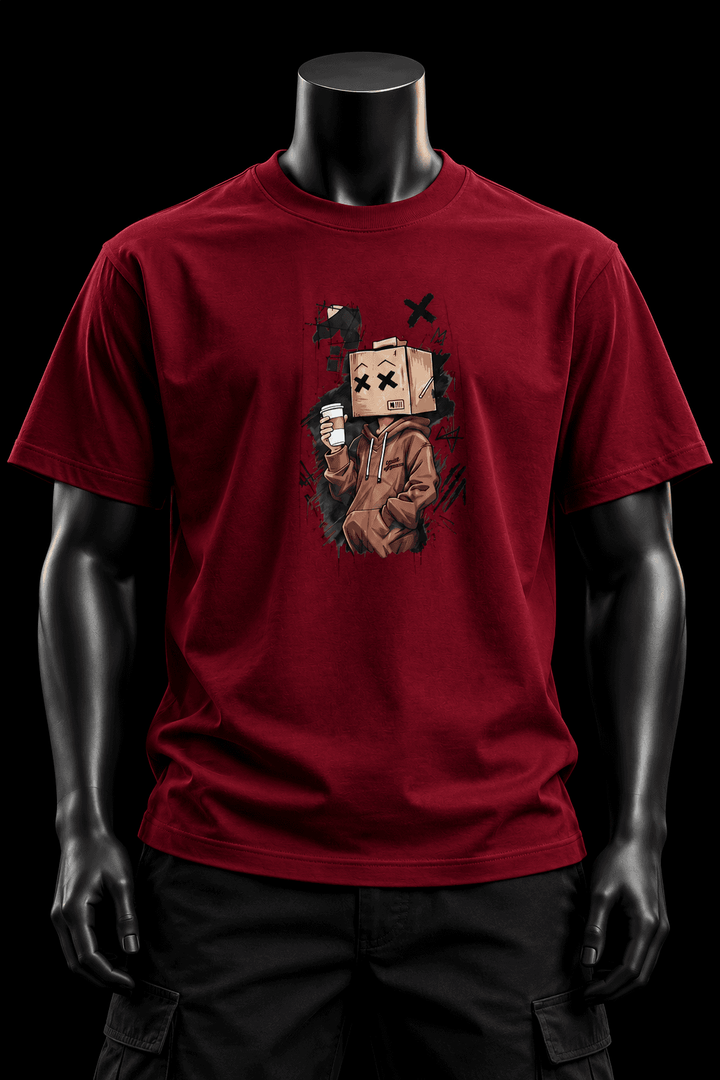Unisex Maroon Graphic Oversized T-Shirt | Streetwear Couple T-Shirt